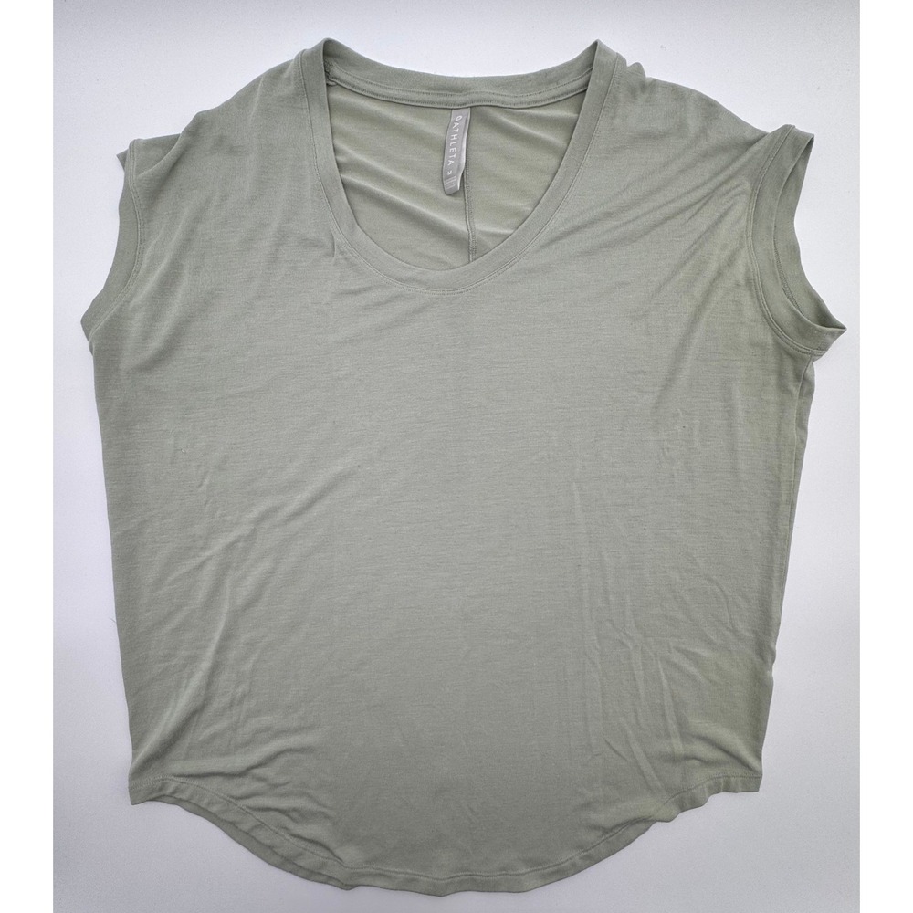 Athleta Women's Modal Blend‎ Sage Green Cap Sleeve V-Neck Top Size Medium